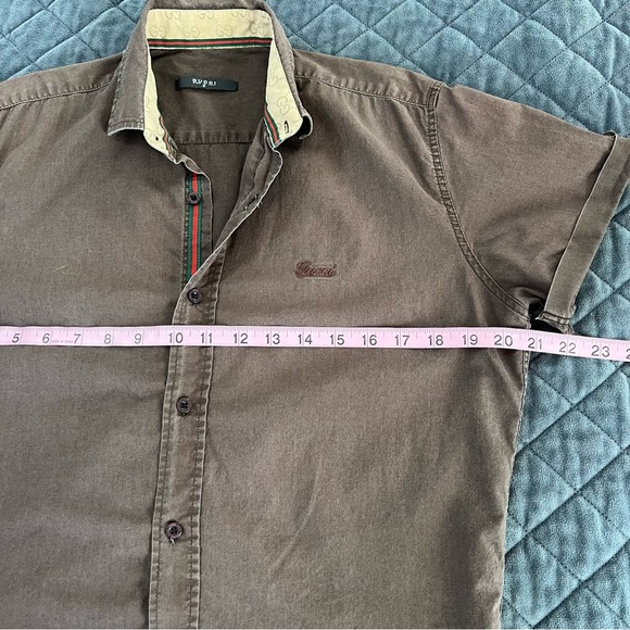 Gucci Shirt Men’s Small Vintage Brown Button Up Short Sleeve B17 - Picture 6 of 11